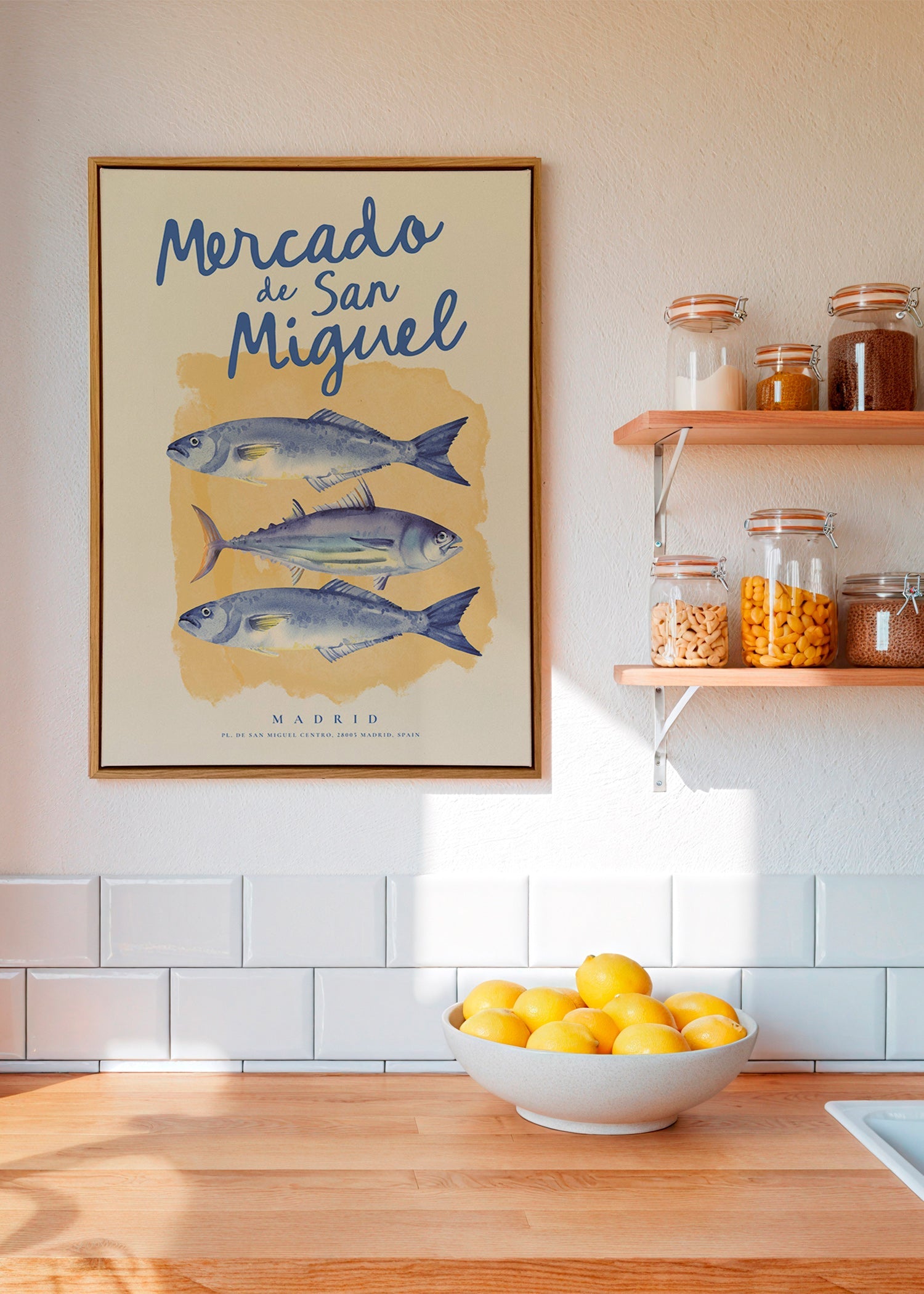 Køkkenkunst Mercado de San Miguel med blå fisk