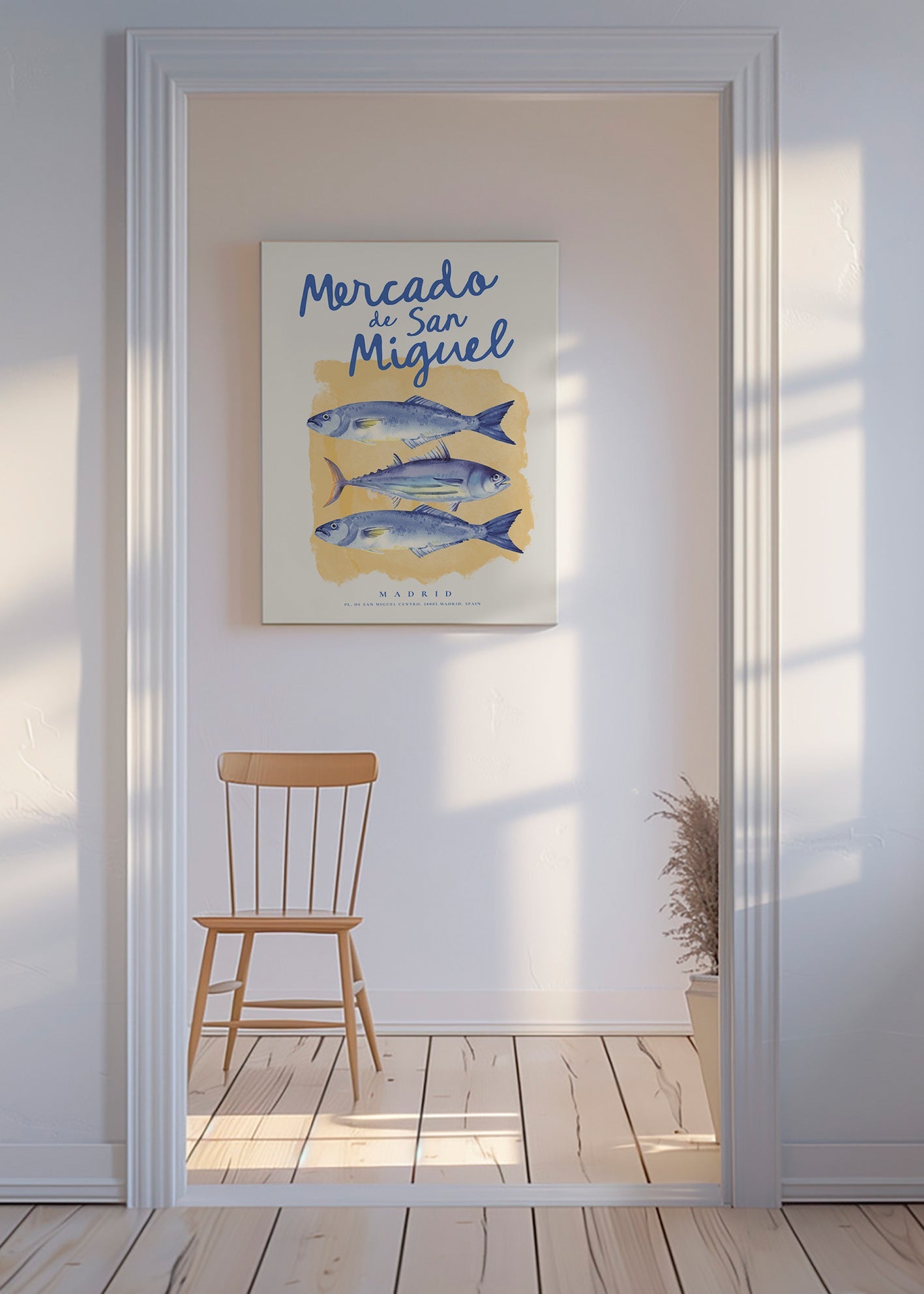 Køkkenkunst Mercado de San Miguel med blå fisk