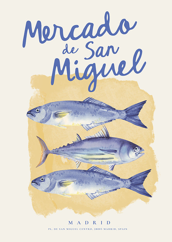 Køkkenkunst Mercado de San Miguel med blå fisk