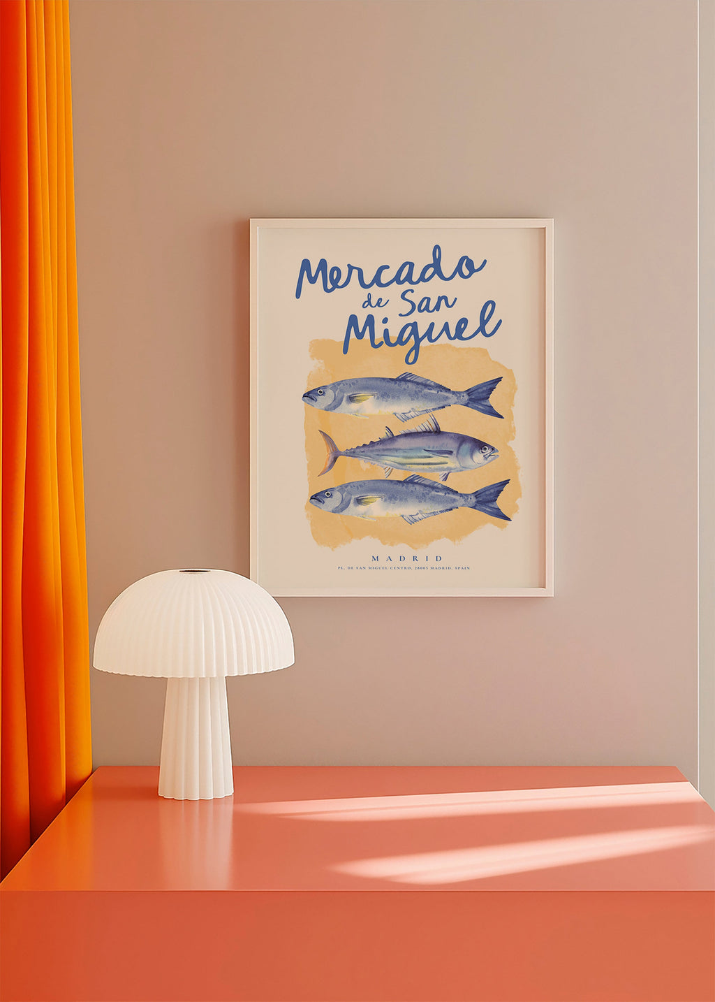 Køkkenkunst Mercado de San Miguel med blå fisk