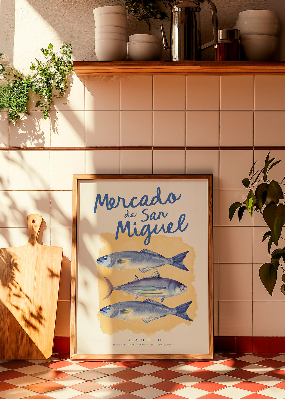 Køkkenkunst Mercado de San Miguel med blå fisk