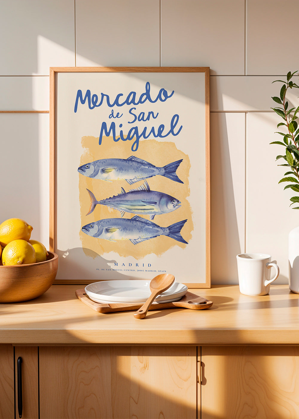 Køkkenkunst Mercado de San Miguel med blå fisk