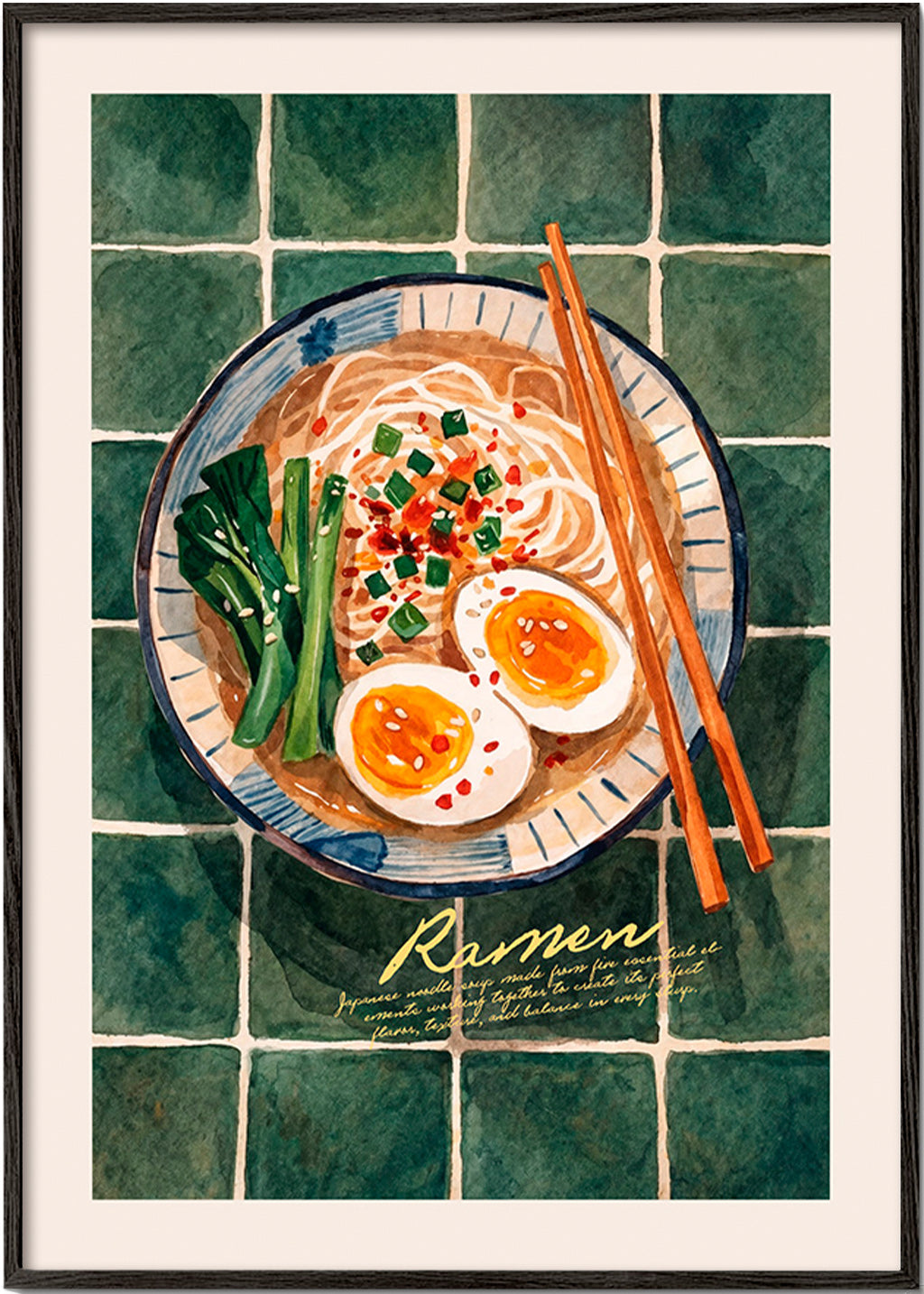 Køkkenkunst Ramen akvarel