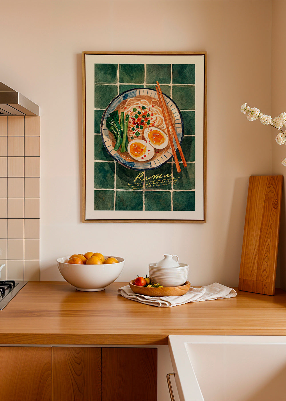 Køkkenkunst Ramen akvarel