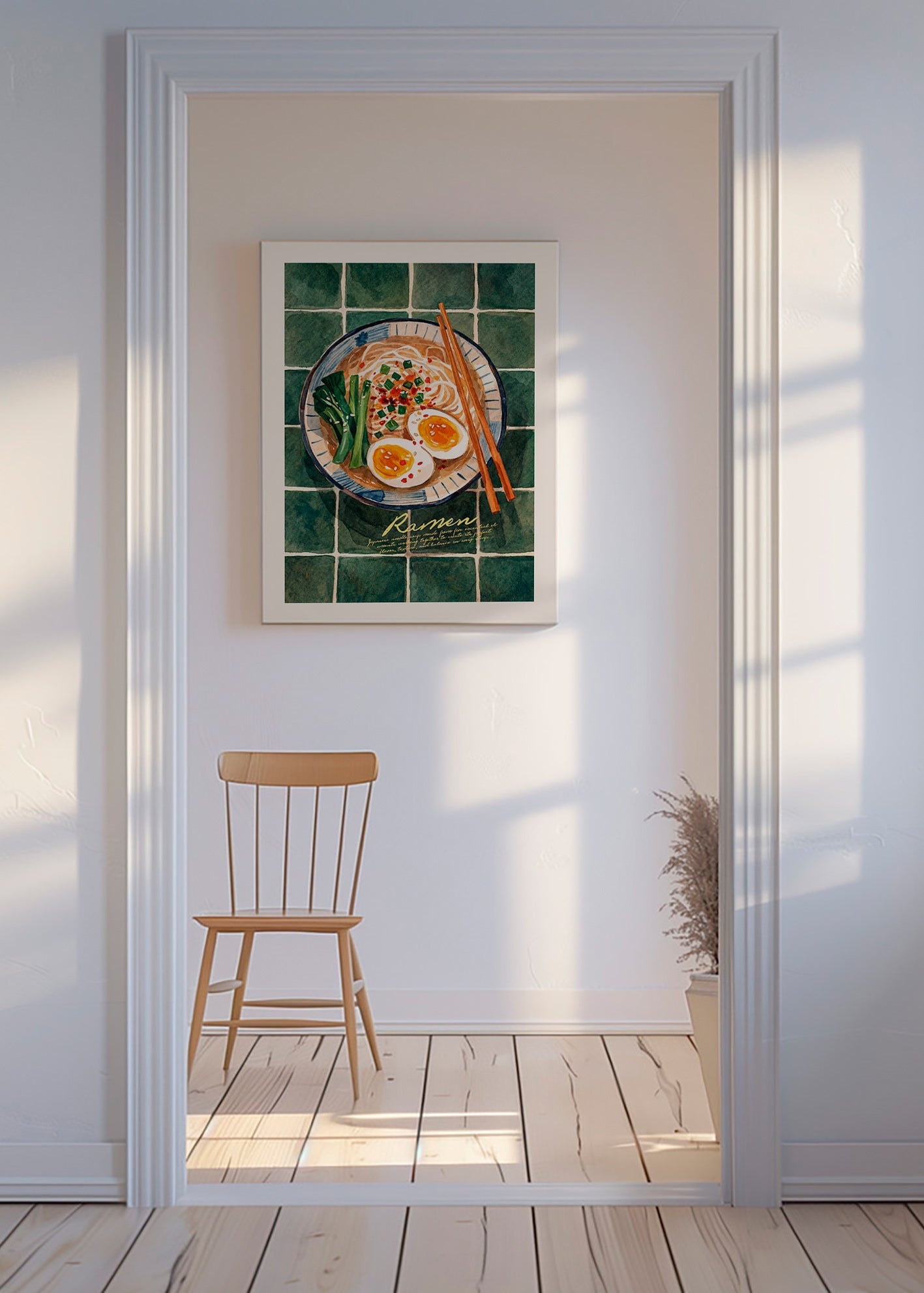 Køkkenkunst Ramen akvarel