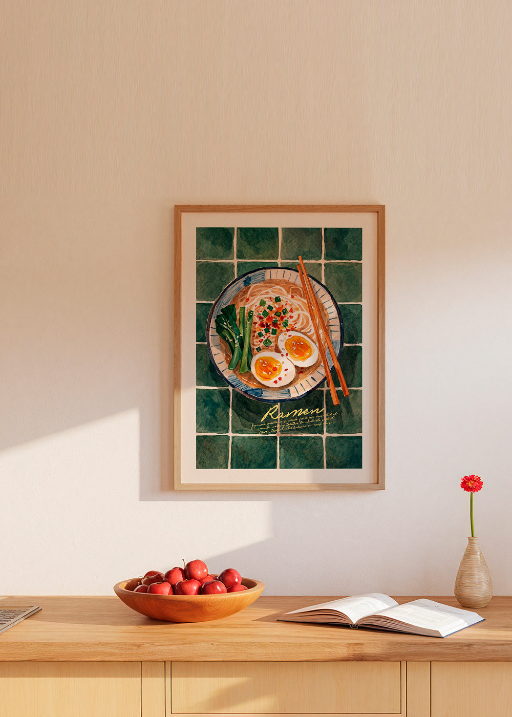 Køkkenkunst Ramen akvarel