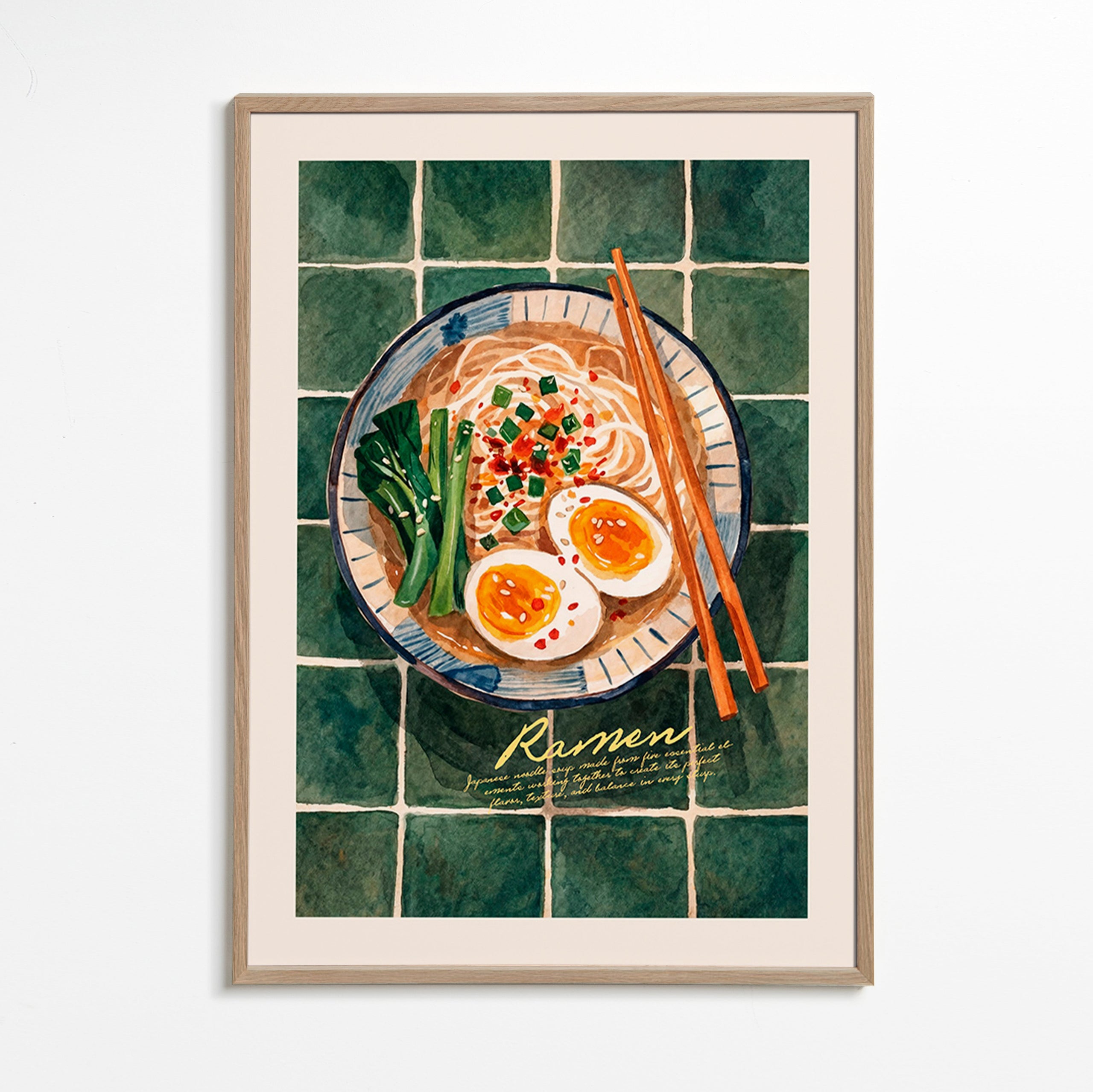 Køkkenkunst Ramen akvarel