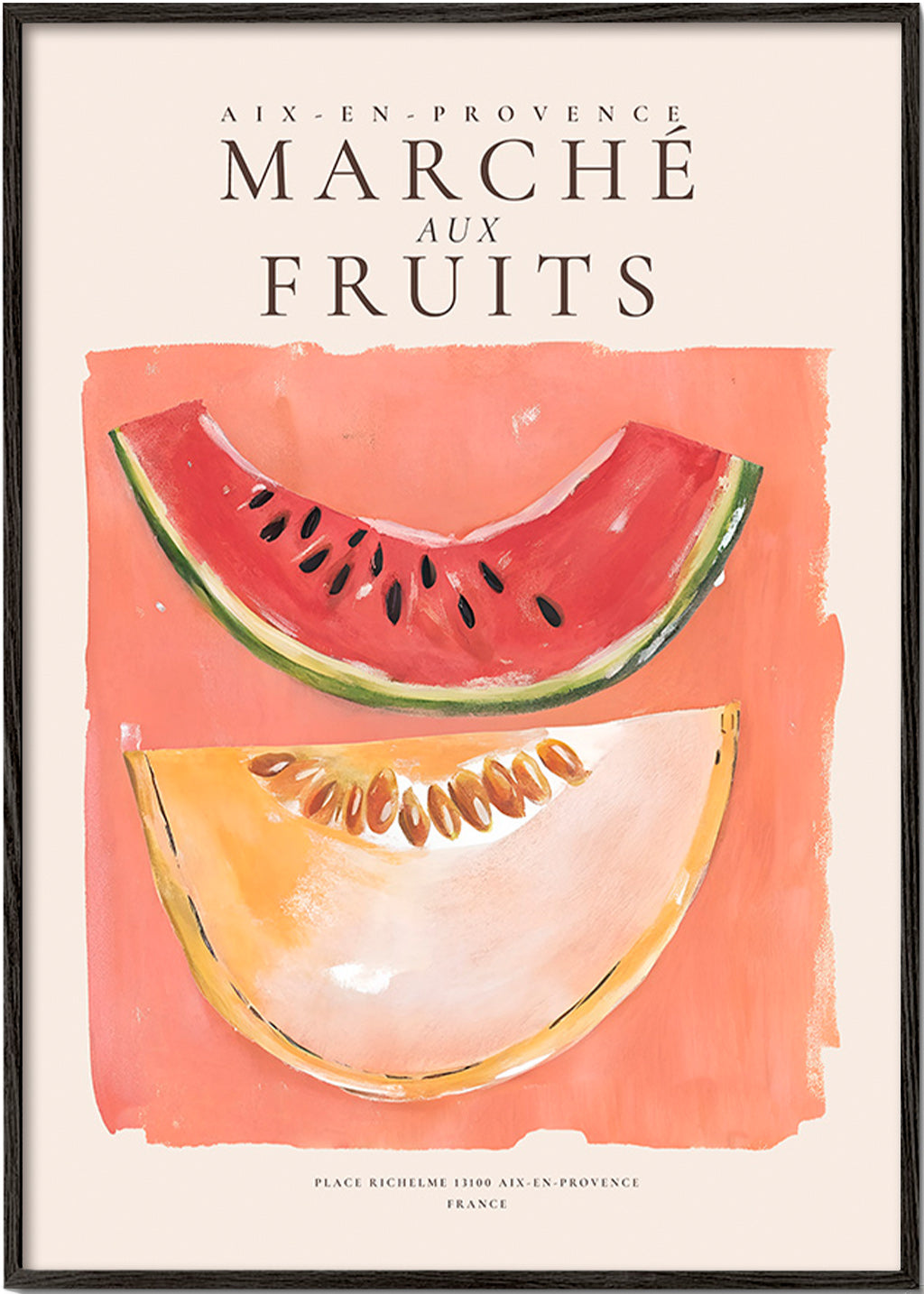 Køkkenkunst Marché aux Fruits med melon og vandmelon