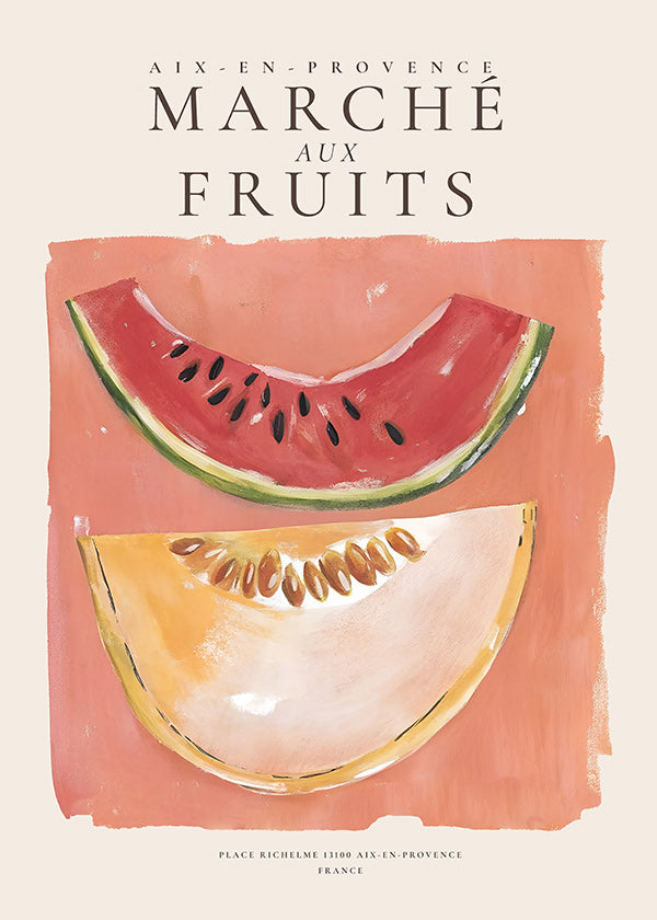 Køkkenkunst Marché aux Fruits med melon og vandmelon