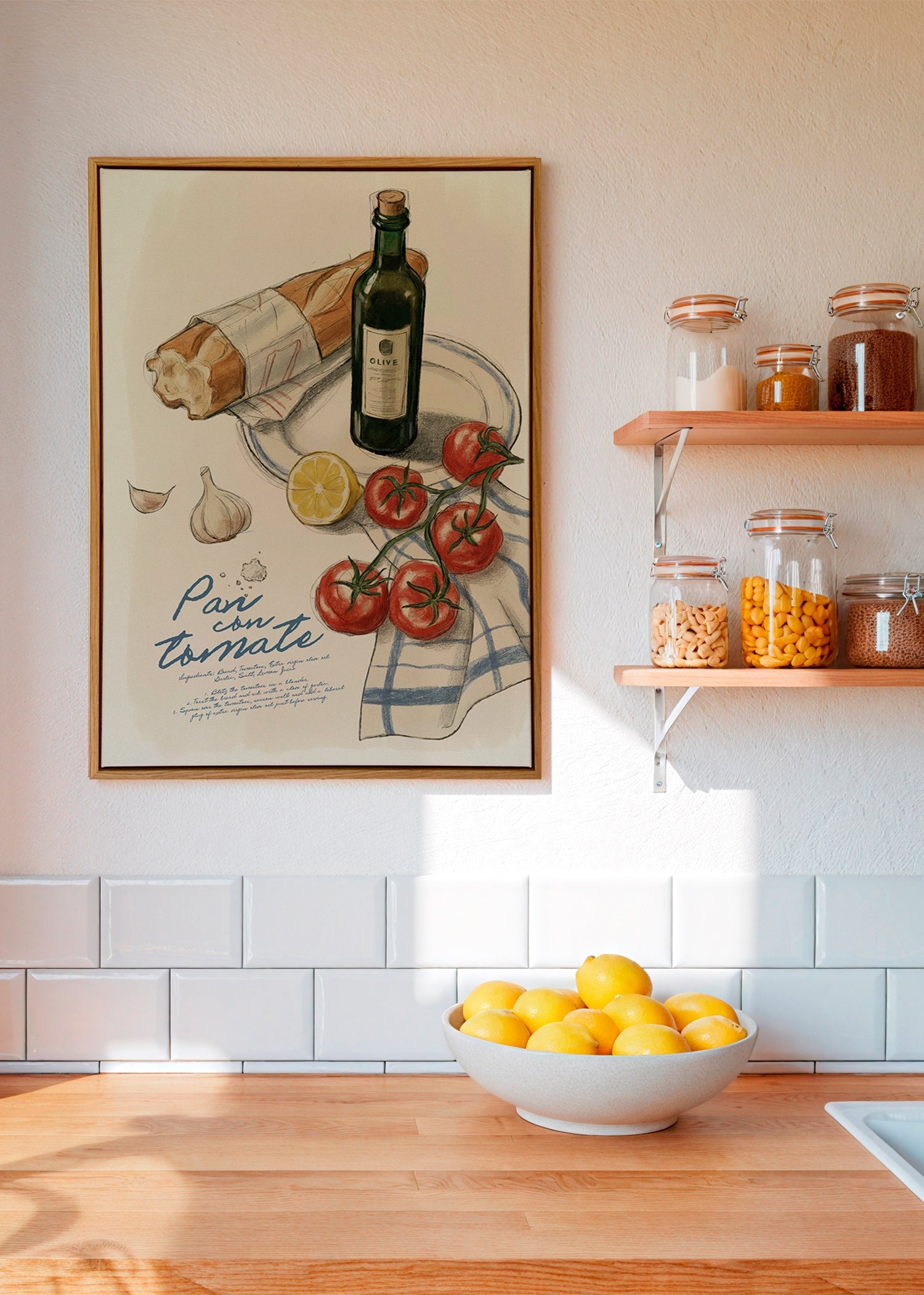 Køkkenkunst Brød med tomat illustration