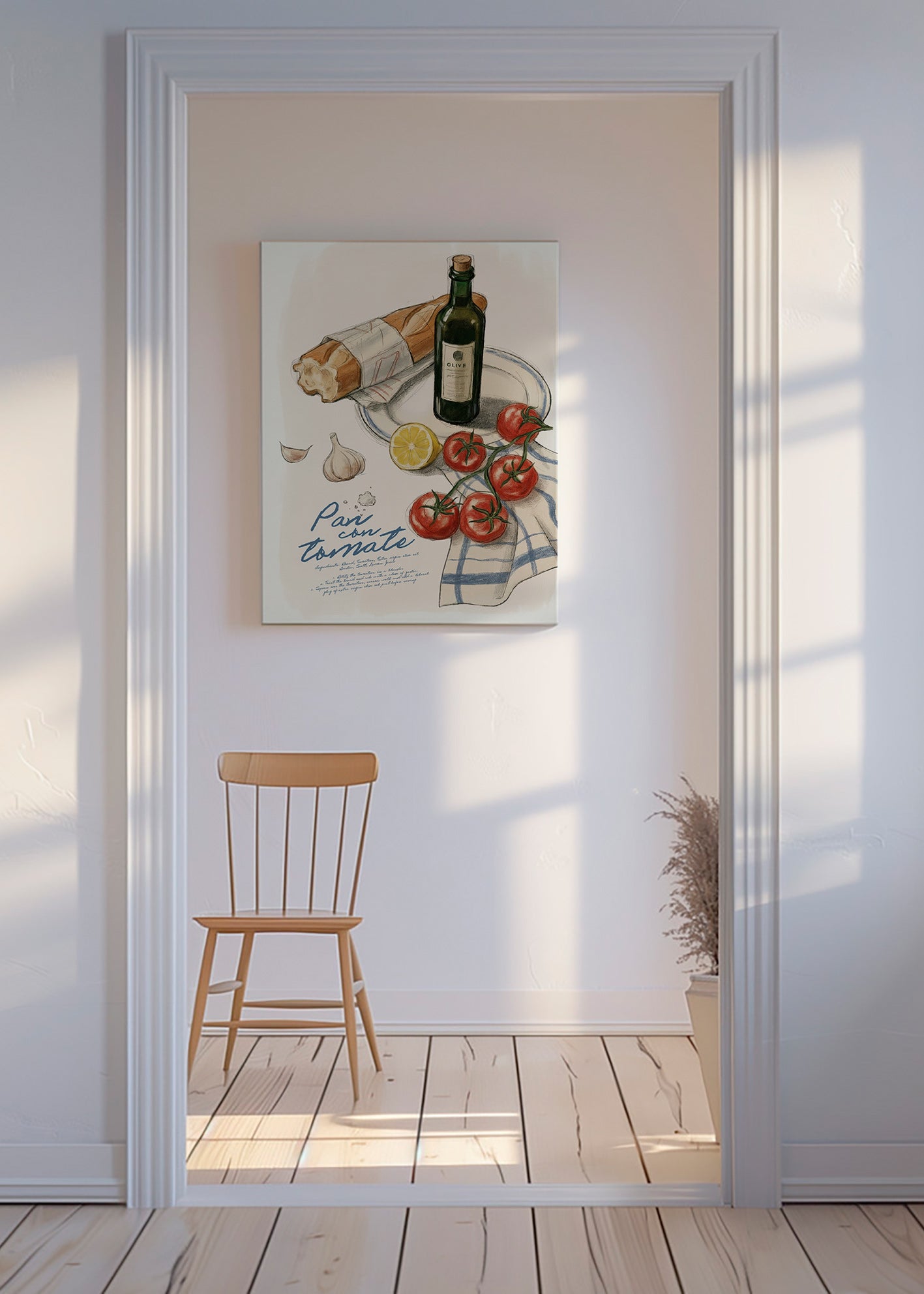 Køkkenkunst Brød med tomat illustration