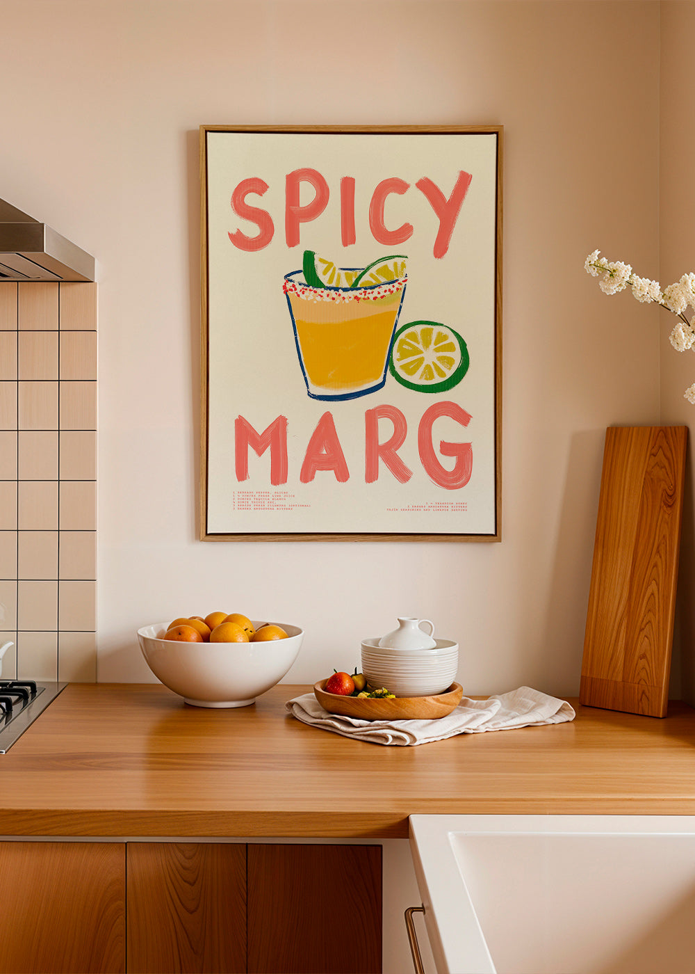 Køkkenkunst med illustreret margarita