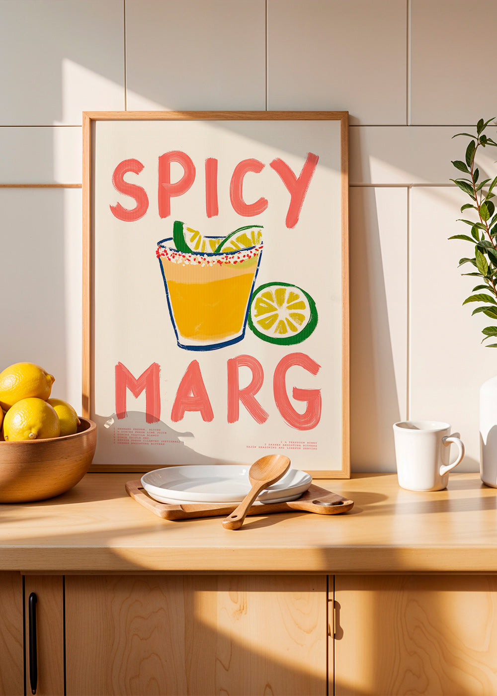 Køkkenkunst med illustreret margarita