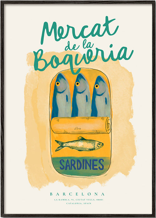Køkkenkunst Mercat de la Boqueria - sardiner på dåse