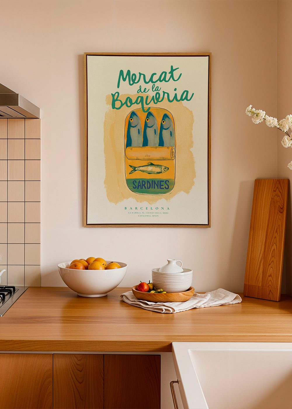 Køkkenkunst Mercat de la Boqueria - sardiner på dåse