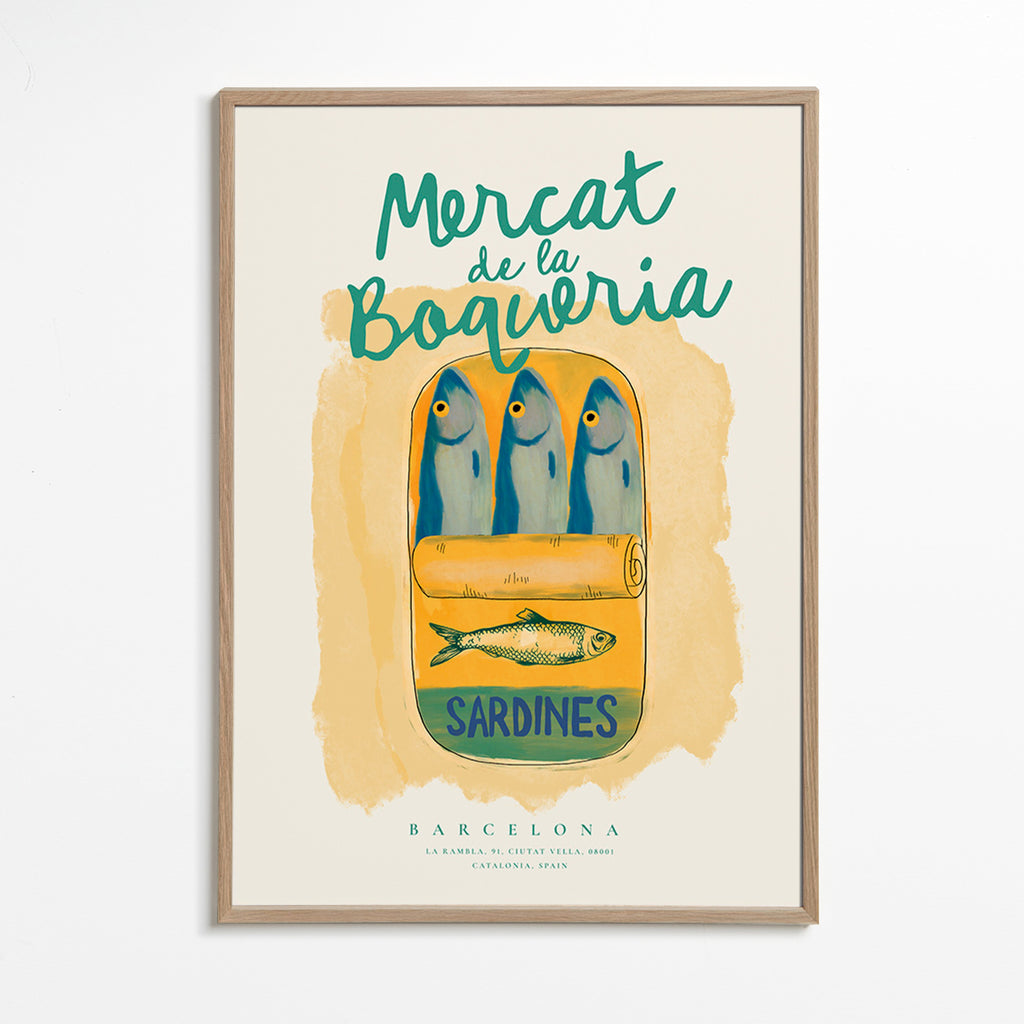 Køkkenkunst Mercat de la Boqueria - sardiner på dåse