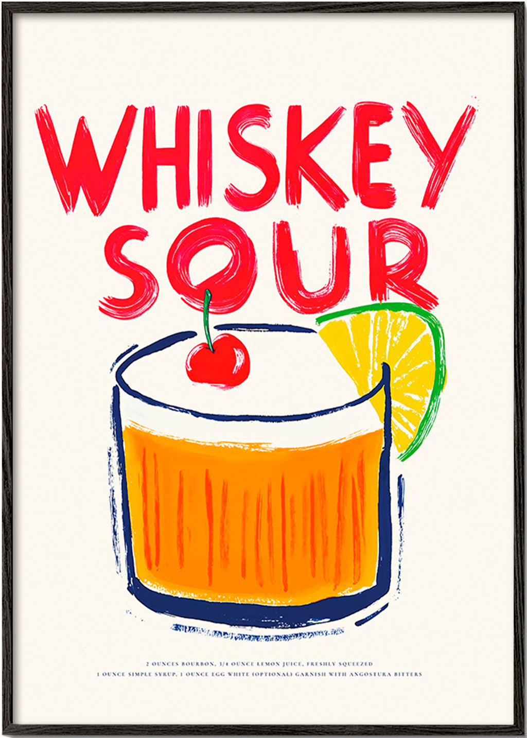 Køkkenkunst Whiskey Sour cocktail-illustration