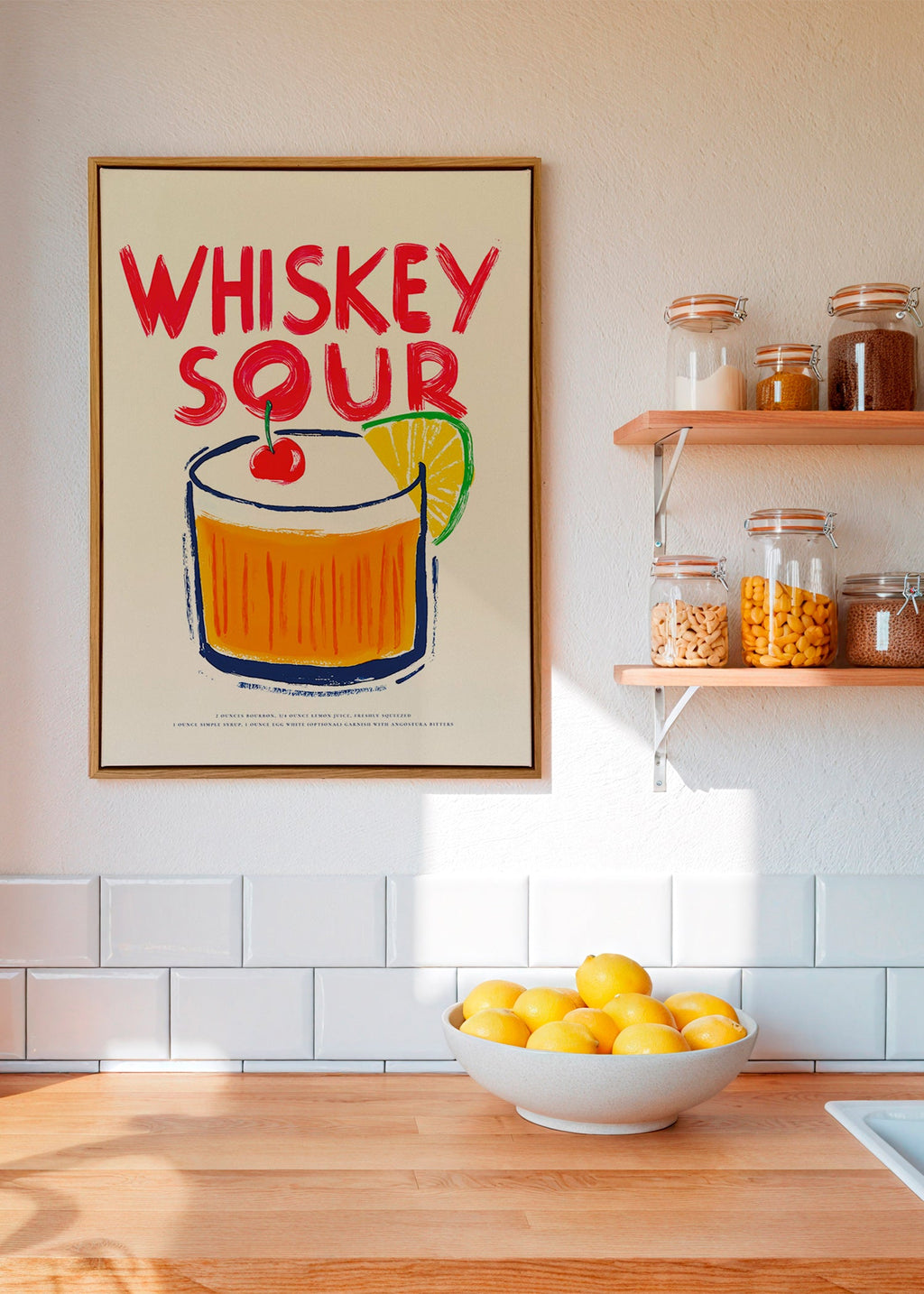 Køkkenkunst Whiskey Sour cocktail-illustration