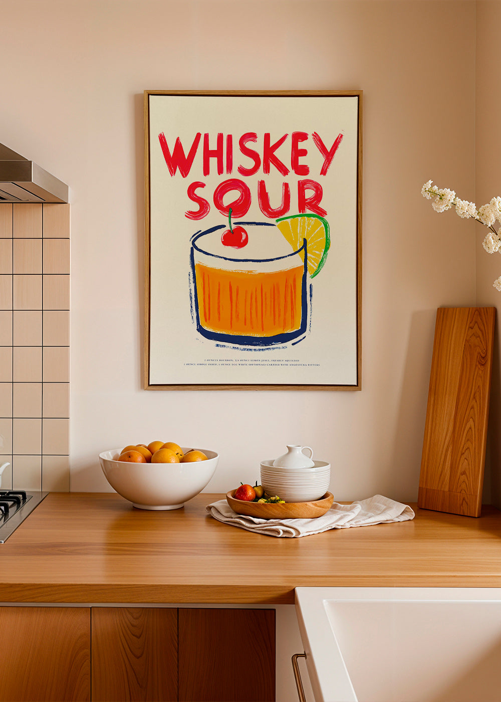 Køkkenkunst Whiskey Sour cocktail-illustration