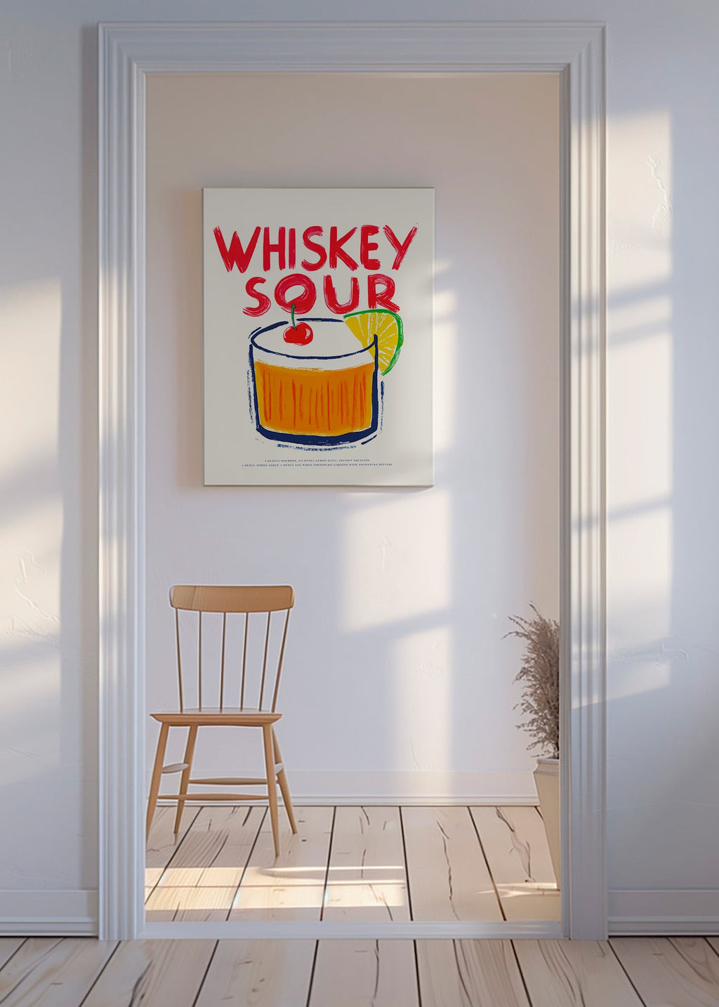 Køkkenkunst Whiskey Sour cocktail-illustration