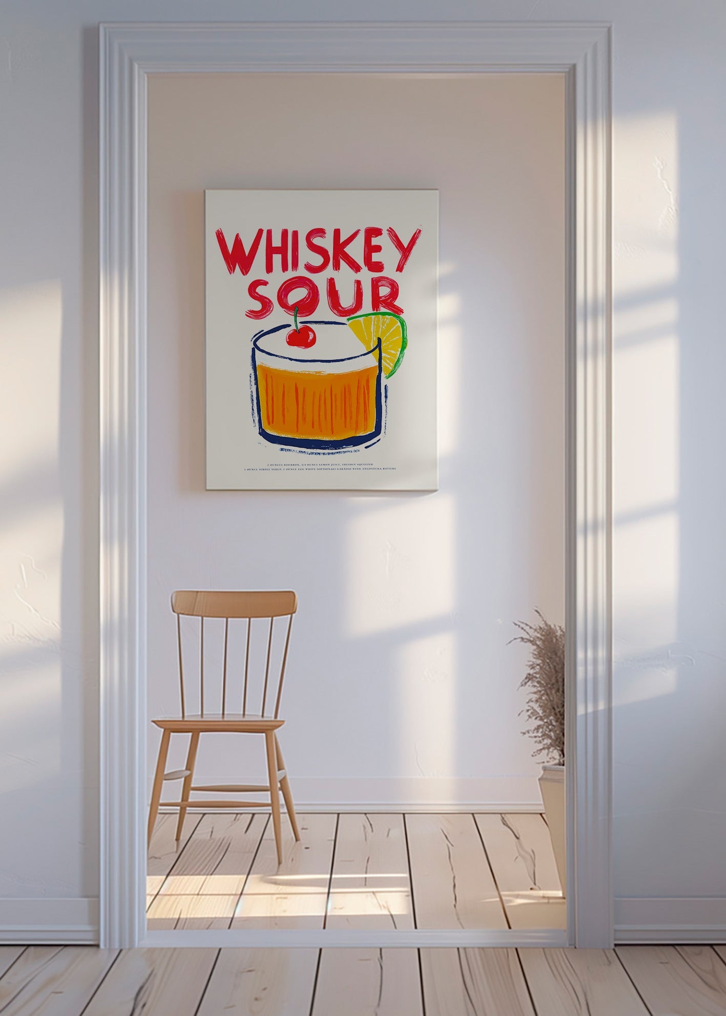 Køkkenkunst Whiskey Sour cocktail-illustration