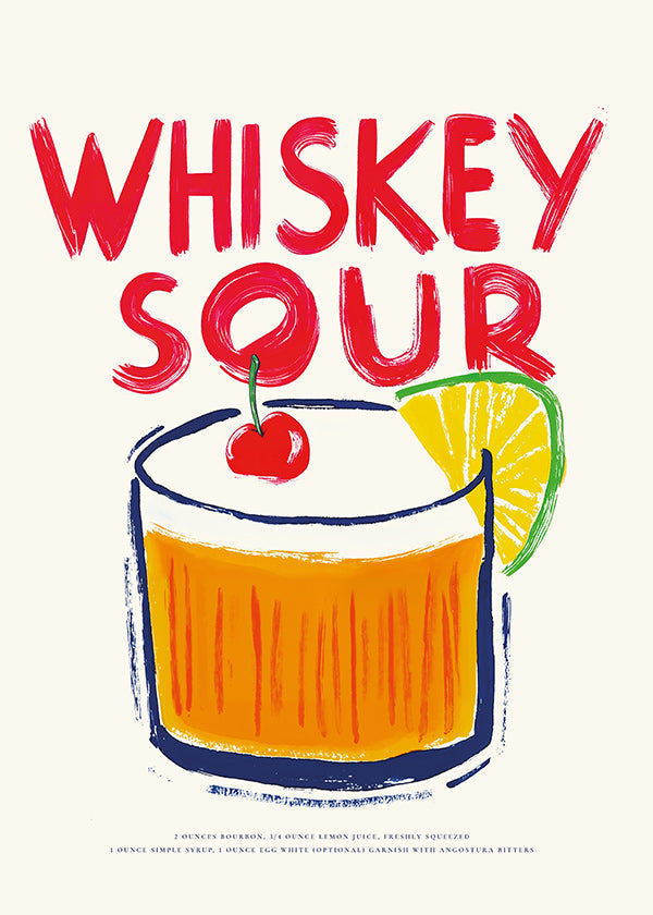 Køkkenkunst Whiskey Sour cocktail-illustration