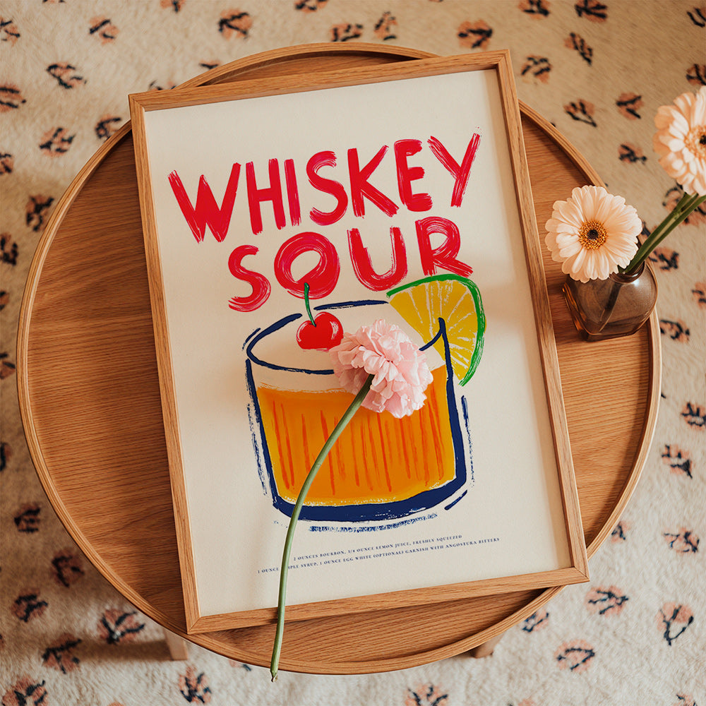 Køkkenkunst Whiskey Sour cocktail-illustration