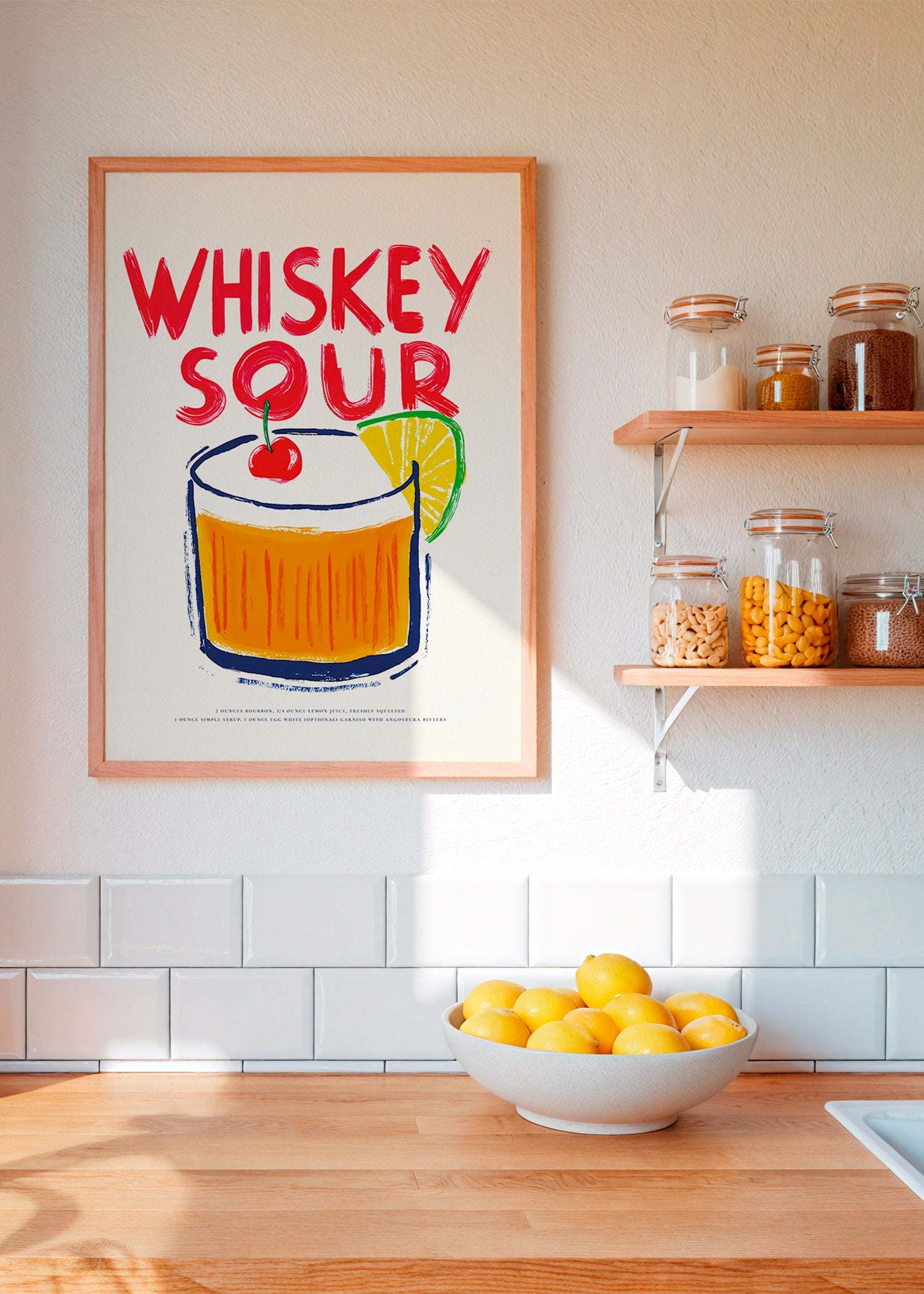 Køkkenkunst Whiskey Sour cocktail-illustration
