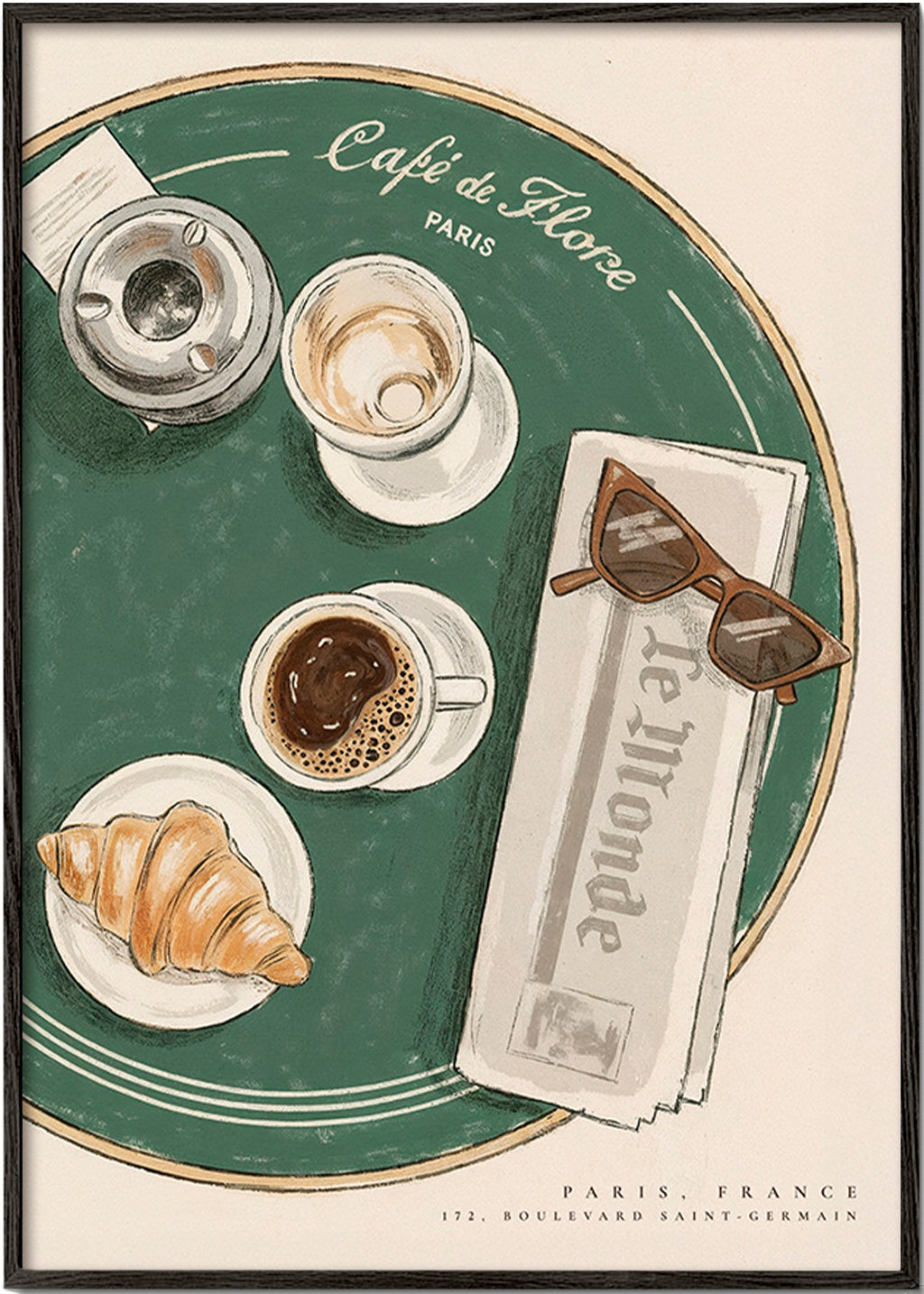 Køkkenkunst Café de Flore illustreret croissant