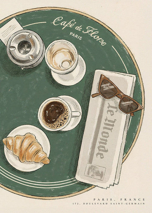 Køkkenkunst Café de Flore illustreret croissant