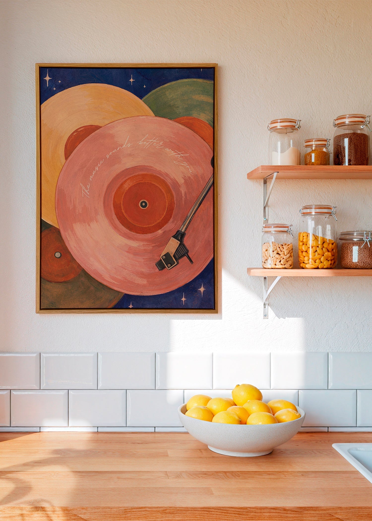 Rosa vinylillustration med pladespillerarm