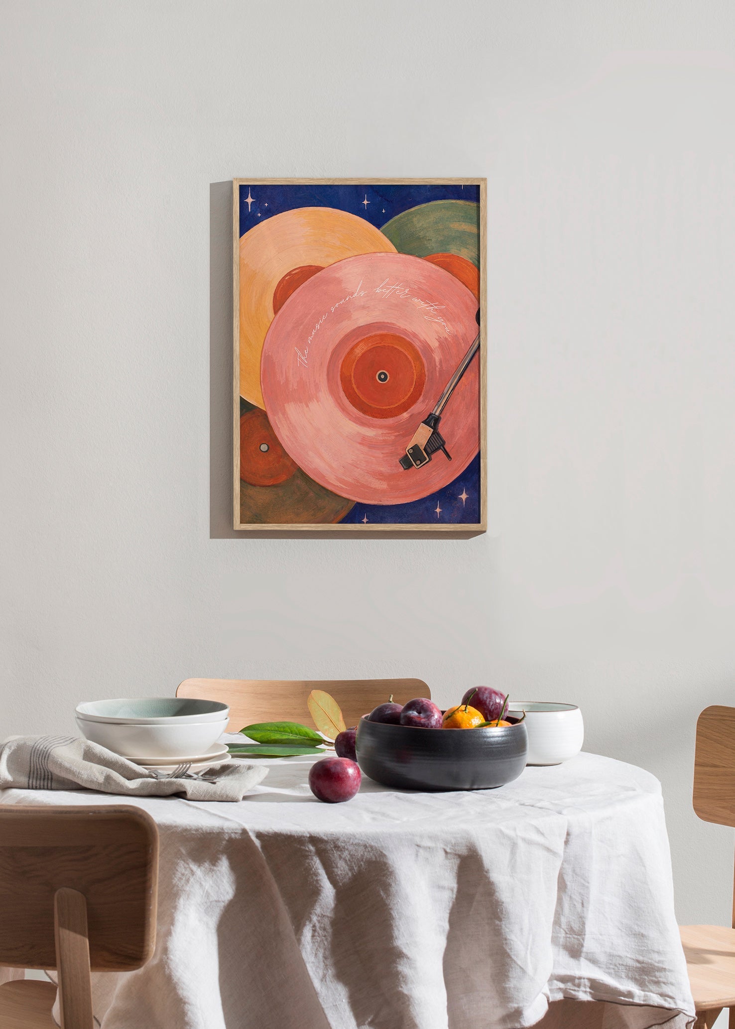 Rosa vinylillustration med pladespillerarm