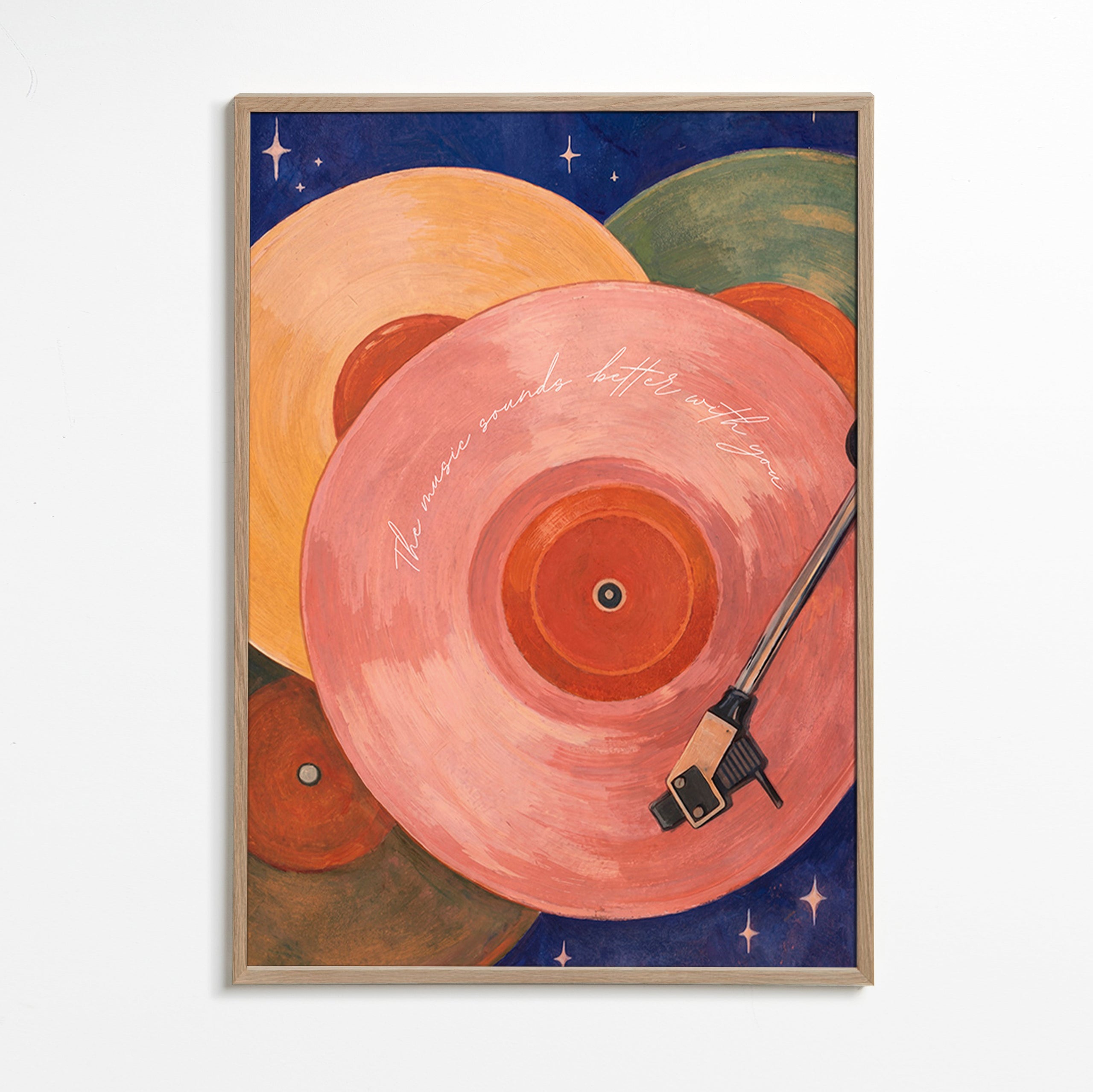 Rosa vinylillustration med pladespillerarm
