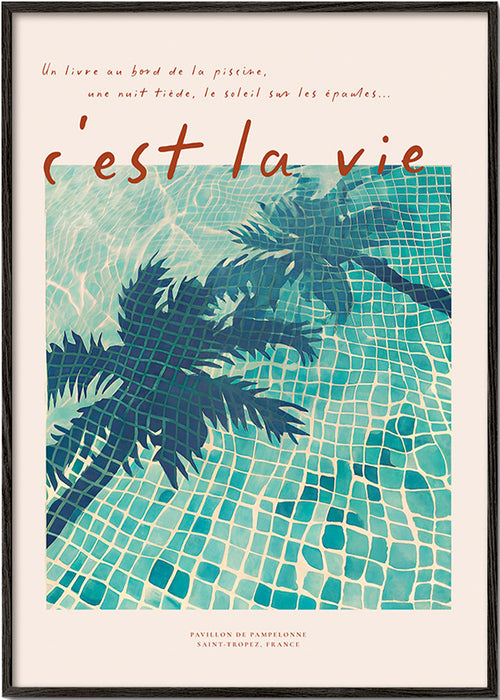 Illustration af pool med palmeskygger