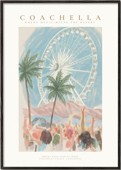 Coachella-illustration med pariserhjul og palmer