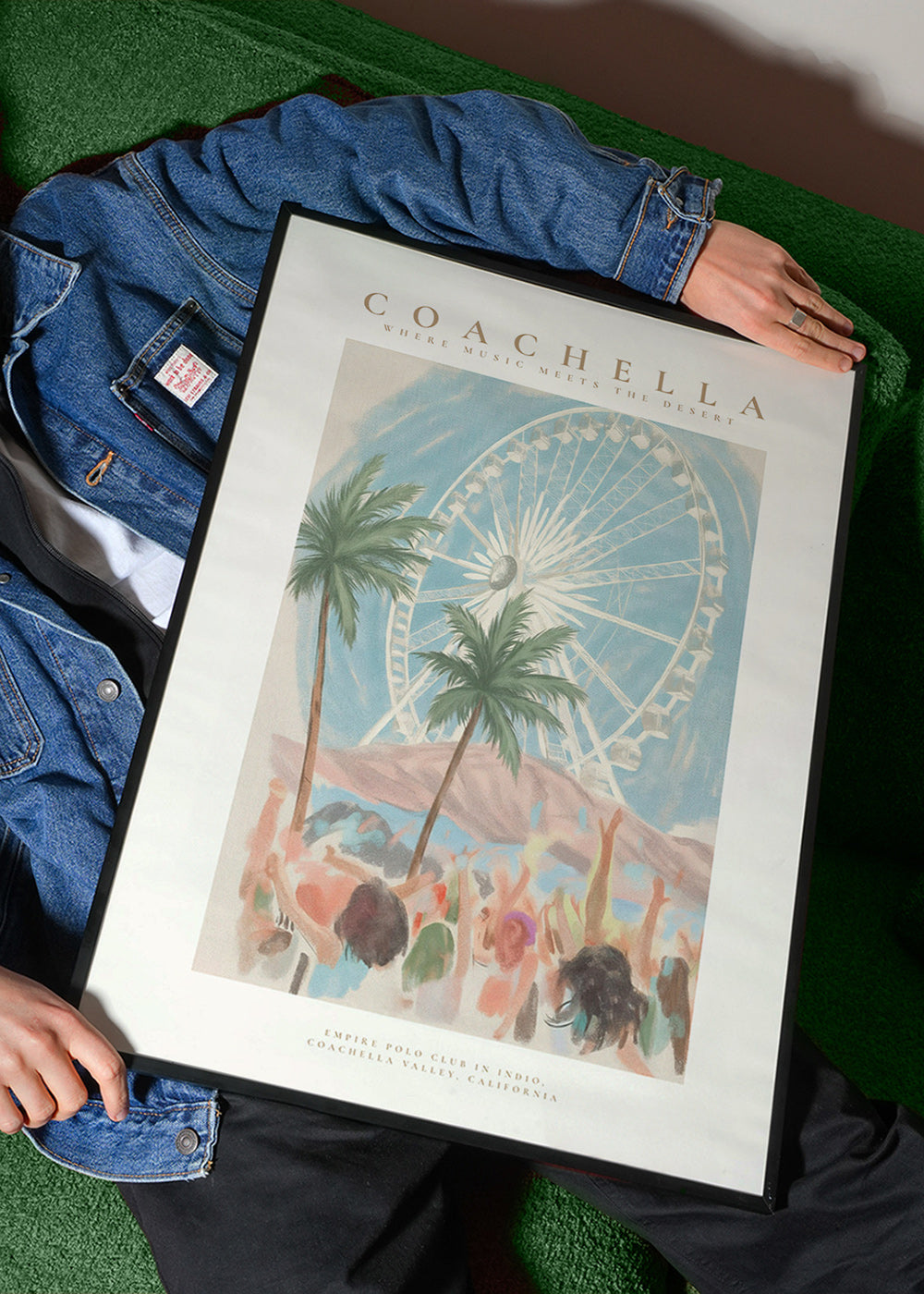 Coachella-illustration med pariserhjul og palmer