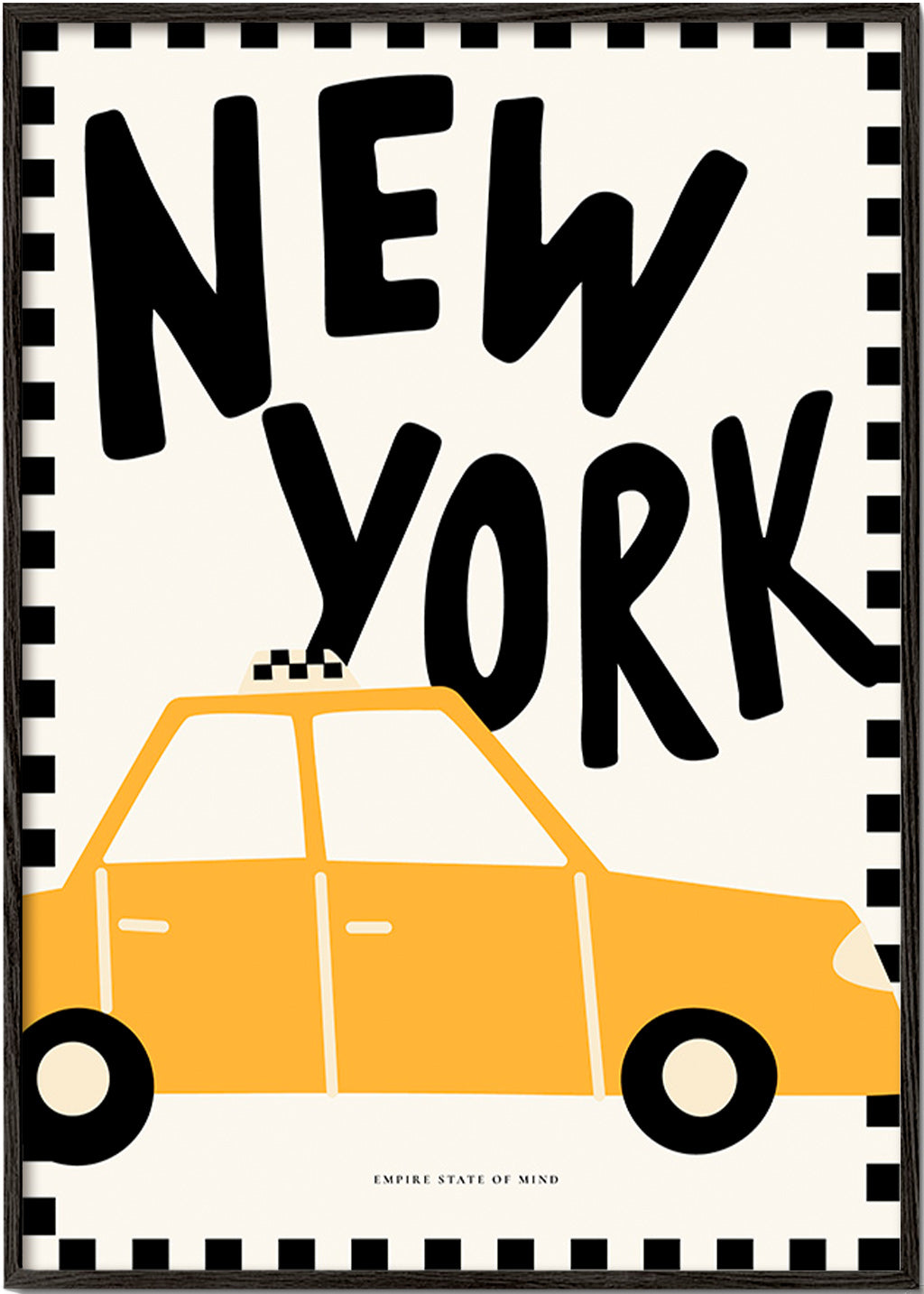 Byplakat New York taxi med markant typografi
