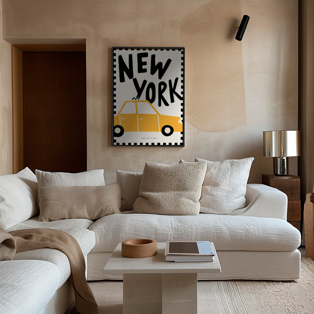 Byplakat New York taxi med markant typografi