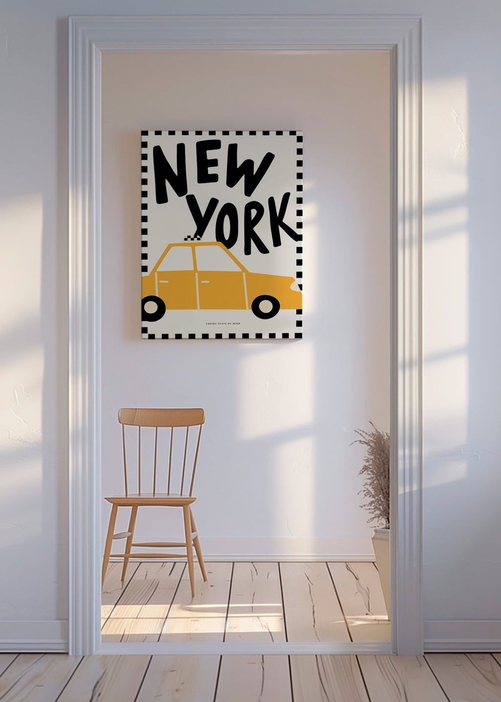 Byplakat New York taxi med markant typografi