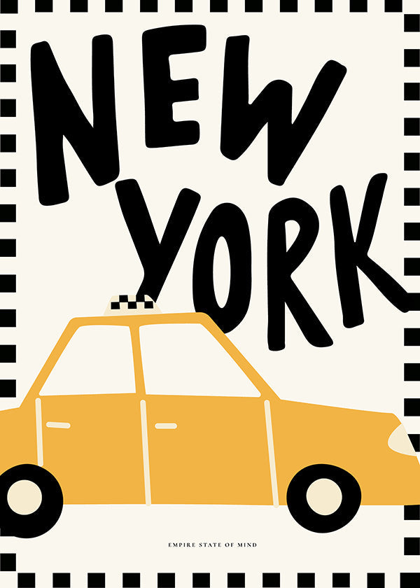 Byplakat New York taxi med markant typografi