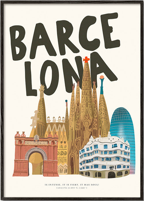 Bykunst Barcelona illustreret skyline