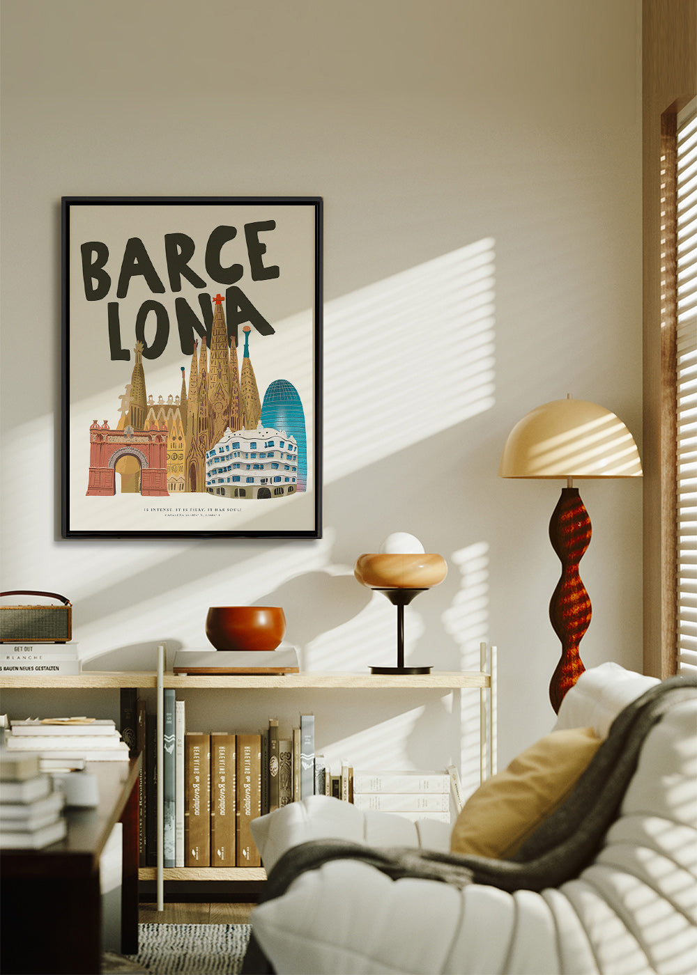 Bykunst Barcelona illustreret skyline