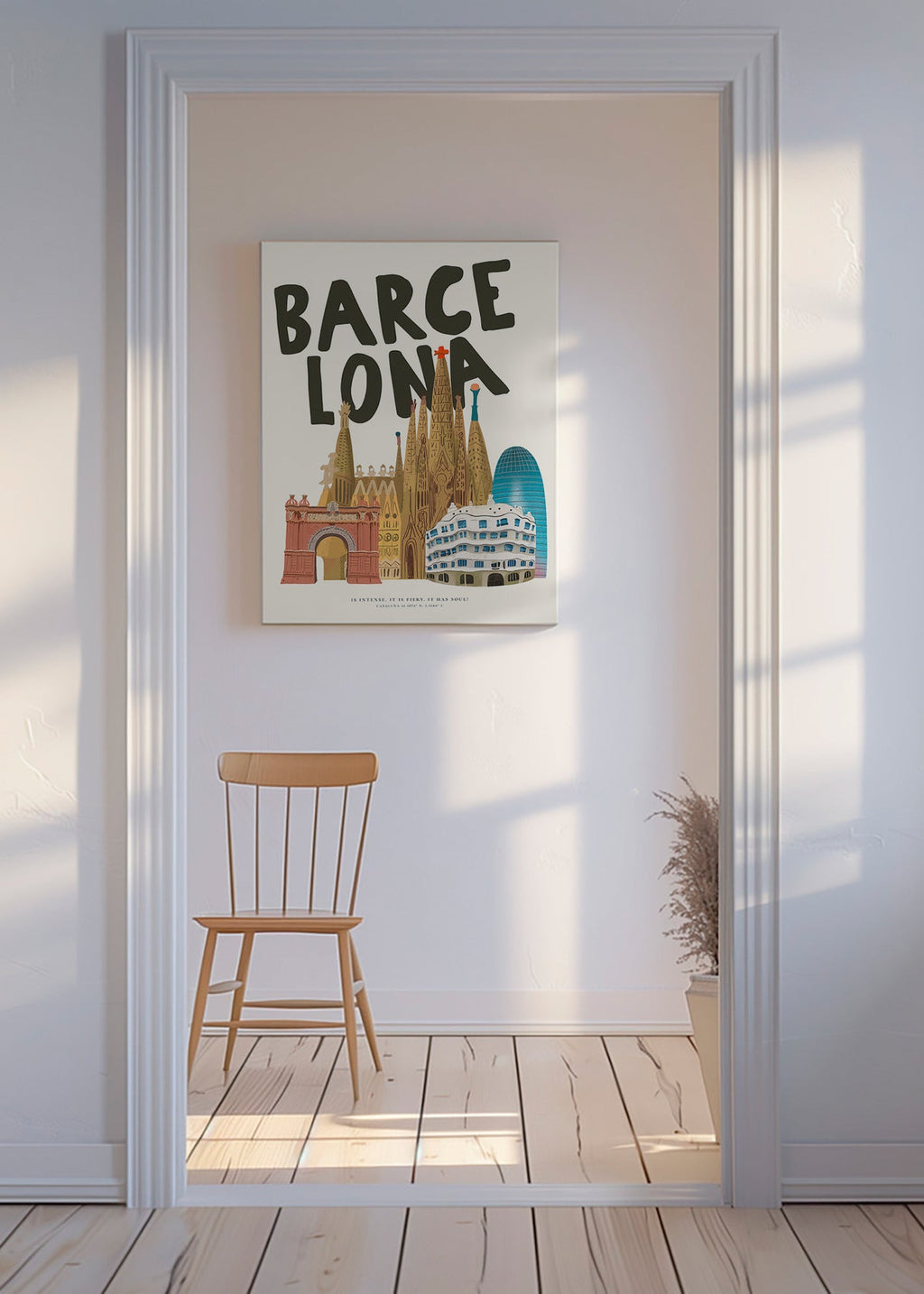 Bykunst Barcelona illustreret skyline