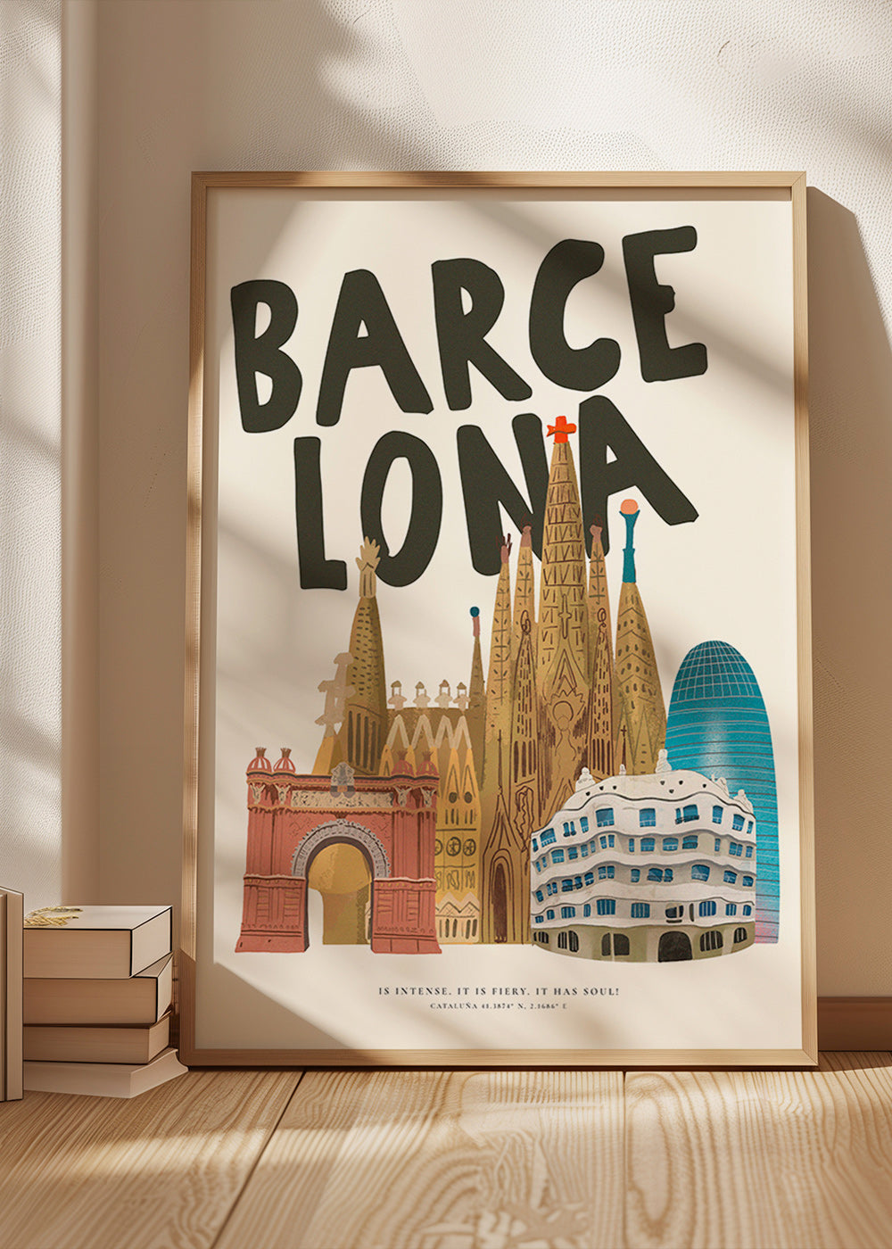 Bykunst Barcelona illustreret skyline