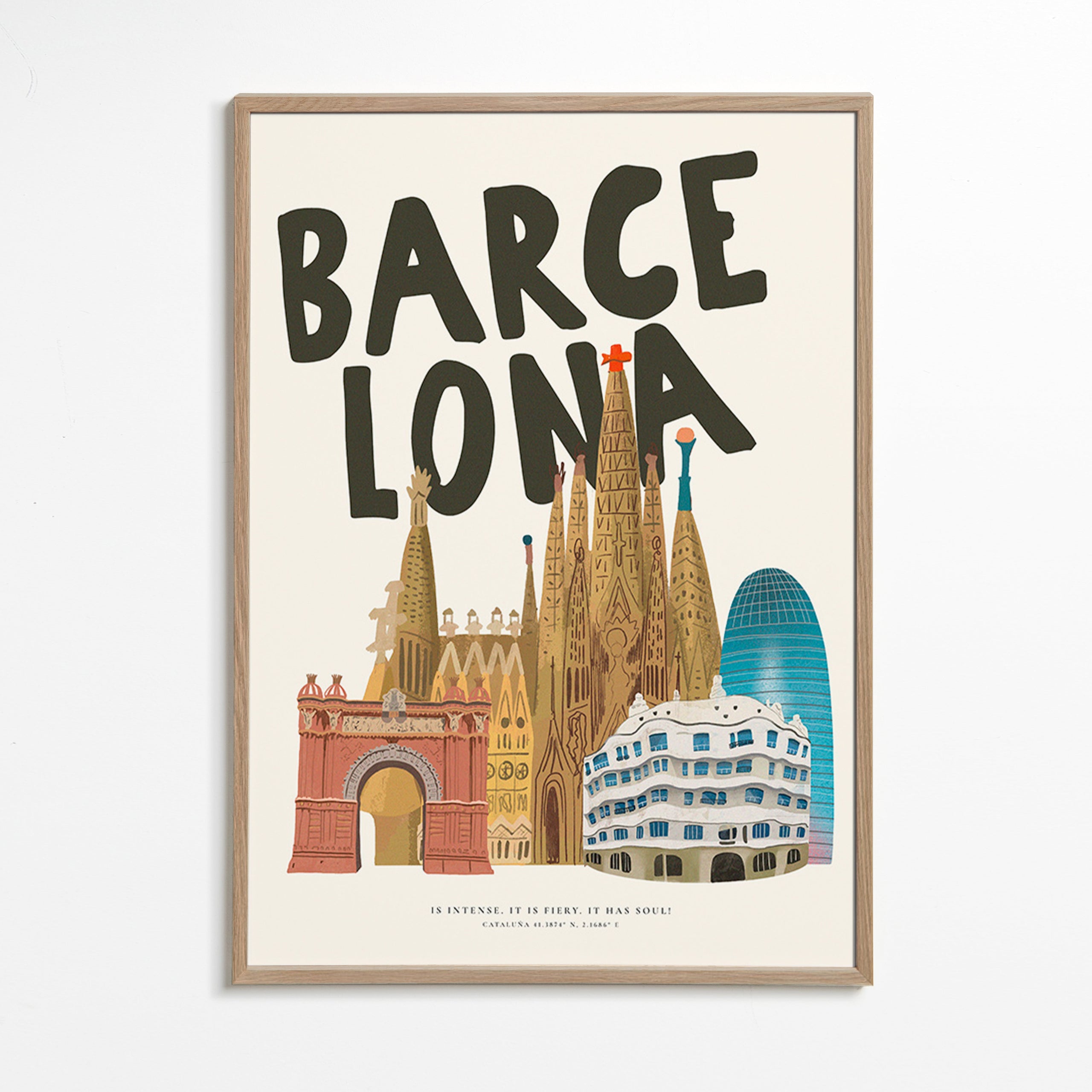 Bykunst Barcelona illustreret skyline