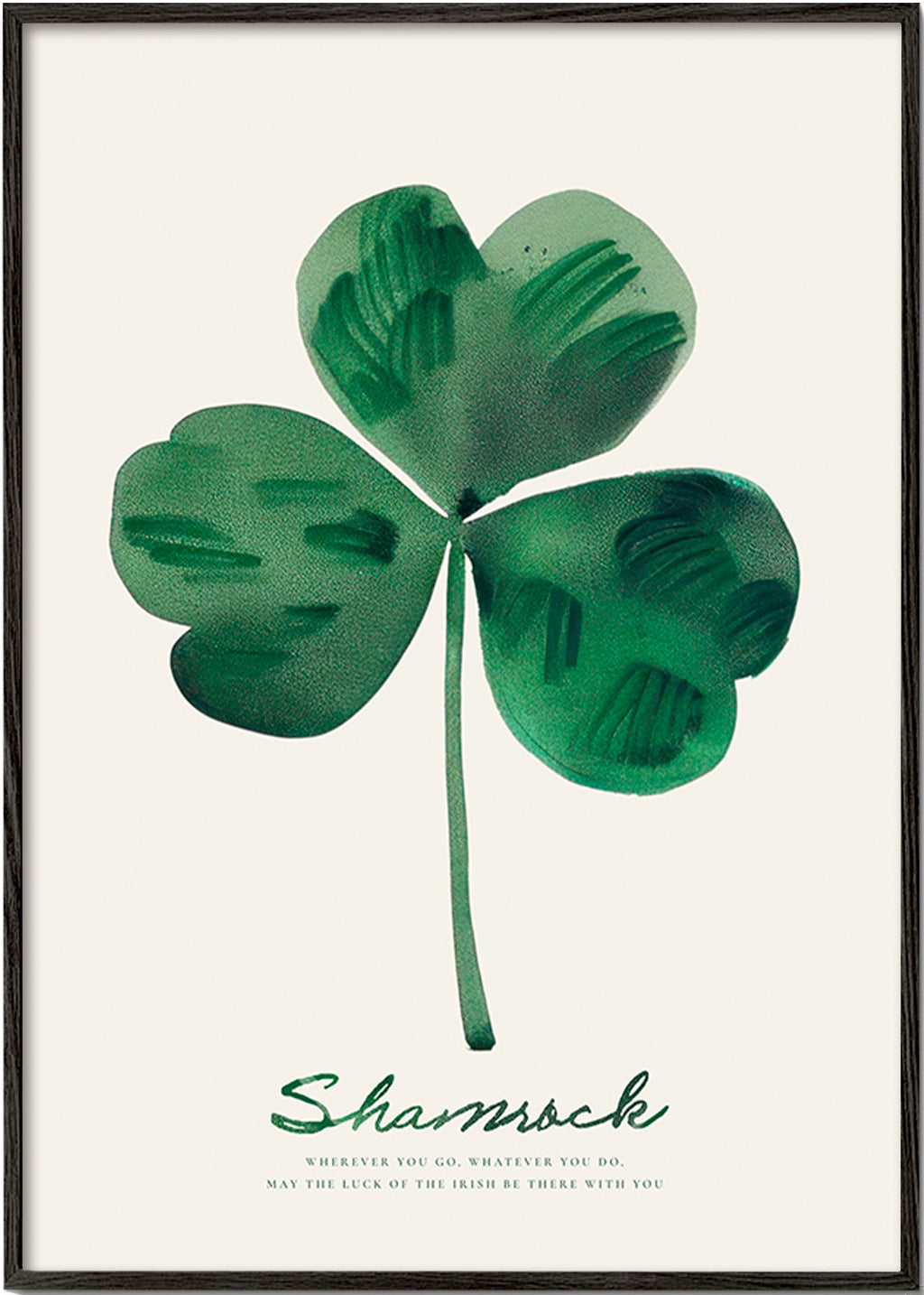 Botanisk plakat Shamrock kløver akvarel