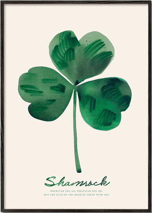 Botanisk plakat Shamrock kløver akvarel