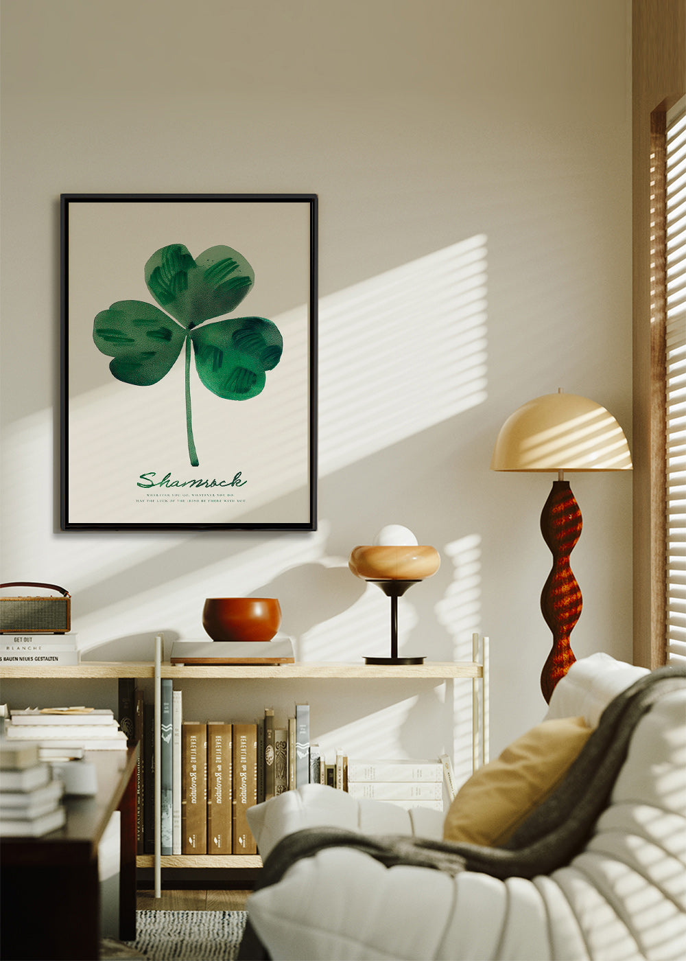 Botanisk plakat Shamrock kløver akvarel