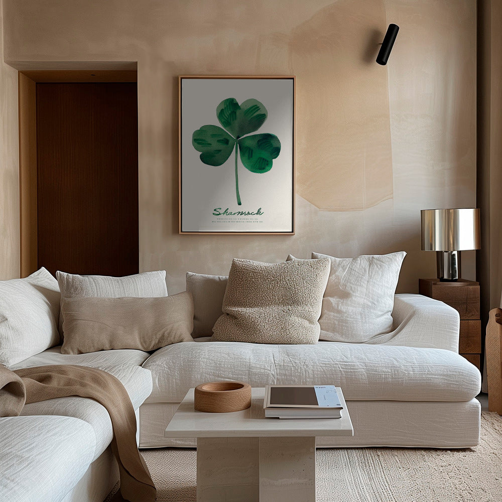 Botanisk plakat Shamrock kløver akvarel