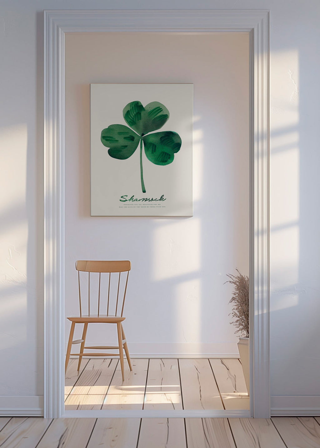 Botanisk plakat Shamrock kløver akvarel